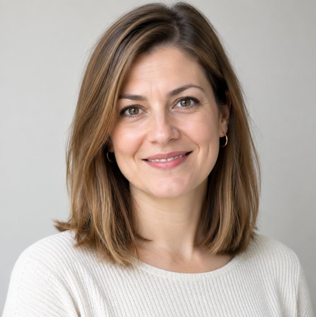 Portrait of a smiling Croatian woman with light brown hair