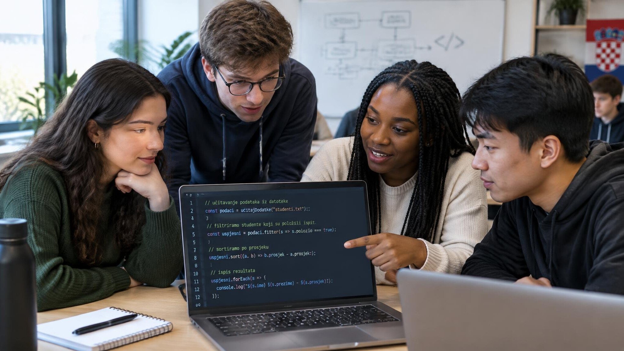 diverse group of programming students